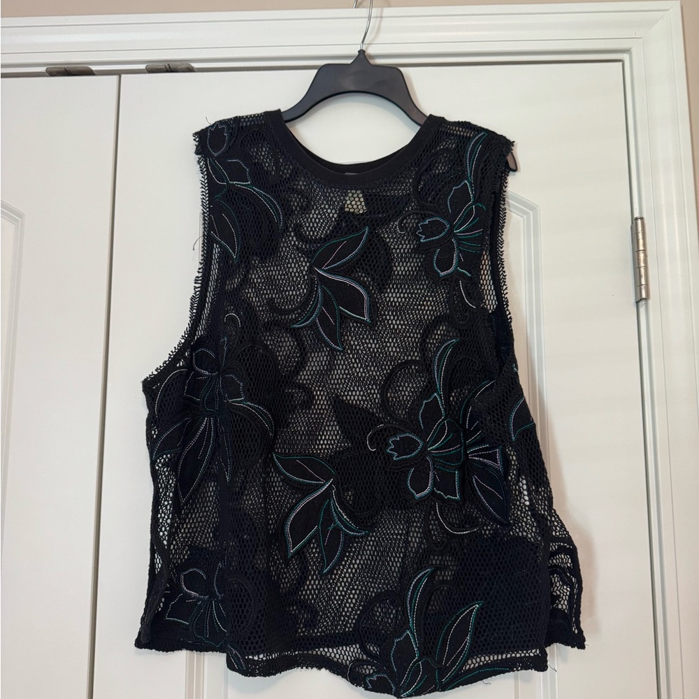 Free People crochet and embroidery top